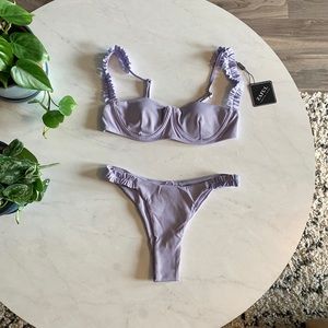 NEW WITH TAGS Lilac Ribbed Bikini Swimsuit (M)